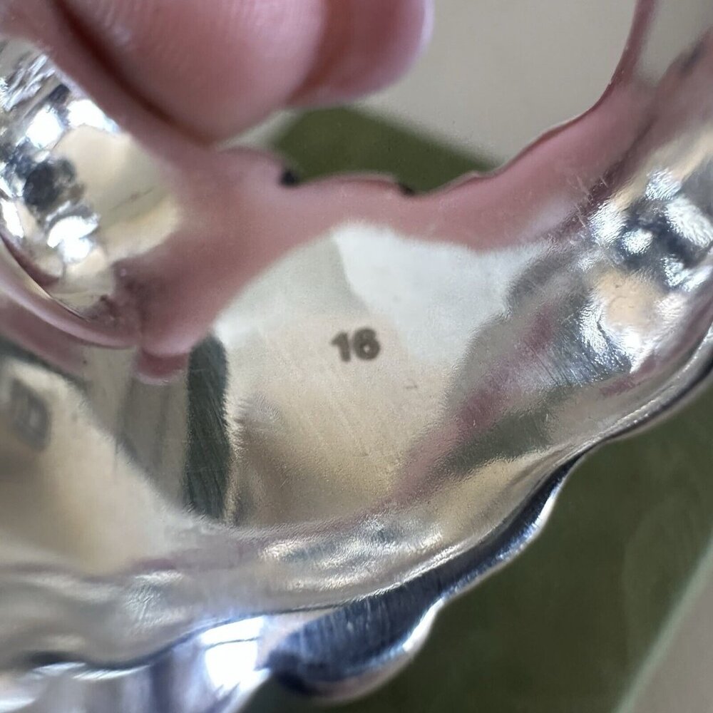 NEW Authentic Gucci Lion Head Crystal Ring In Silver & Black Sz 16 IT 7.5 US - Picture 9 of 11